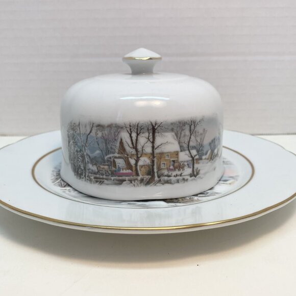 Avon Vintage Butter Dish, Gift to Avon Representatives, Japan, 1977 Winter Scene - Picture 4 of 6